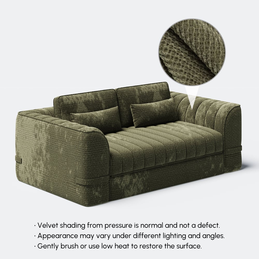 Canapé-lit pliant Queen Chenille entièrement compressé de 82 pouces image de fenêtre