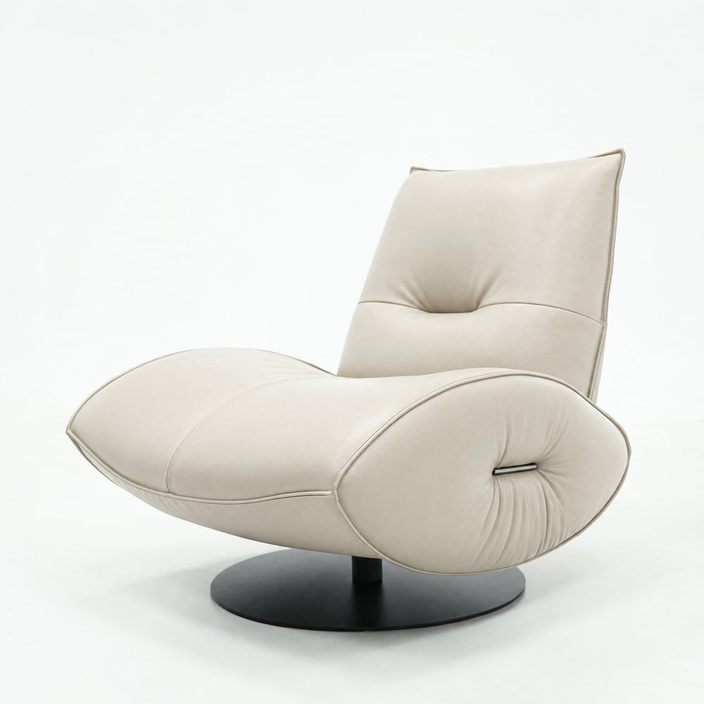 Genuine Leather 360° Swivel Accent Chair window image