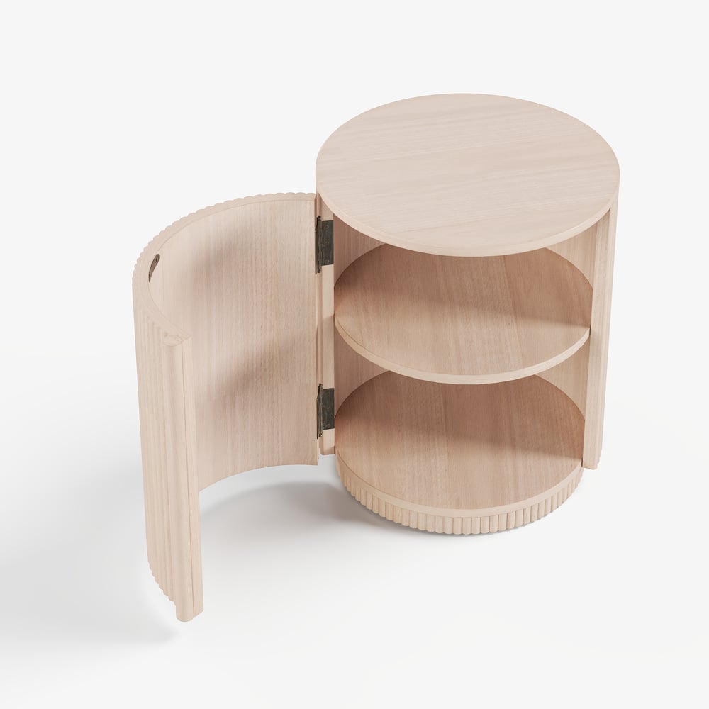 16" Engineered Wood Fluted Storage End Table window image