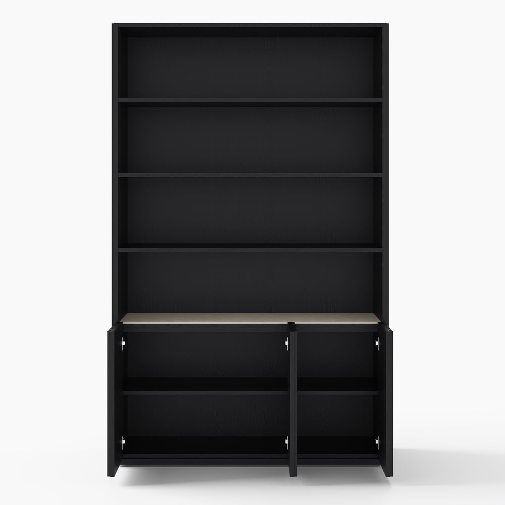 Aura 47" Ash Wood Fluted Bookcase With Sintered Stone Top window image