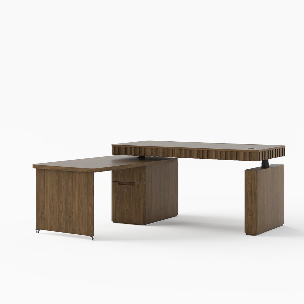 Aura 63" Smoked Brown 360-Degree Rotating Desk Electric Adjustable Standing Desk window image