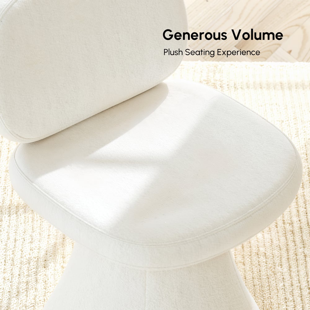 Warm White Performance Chenille Swivel Dining Chair, 1 Piece window image