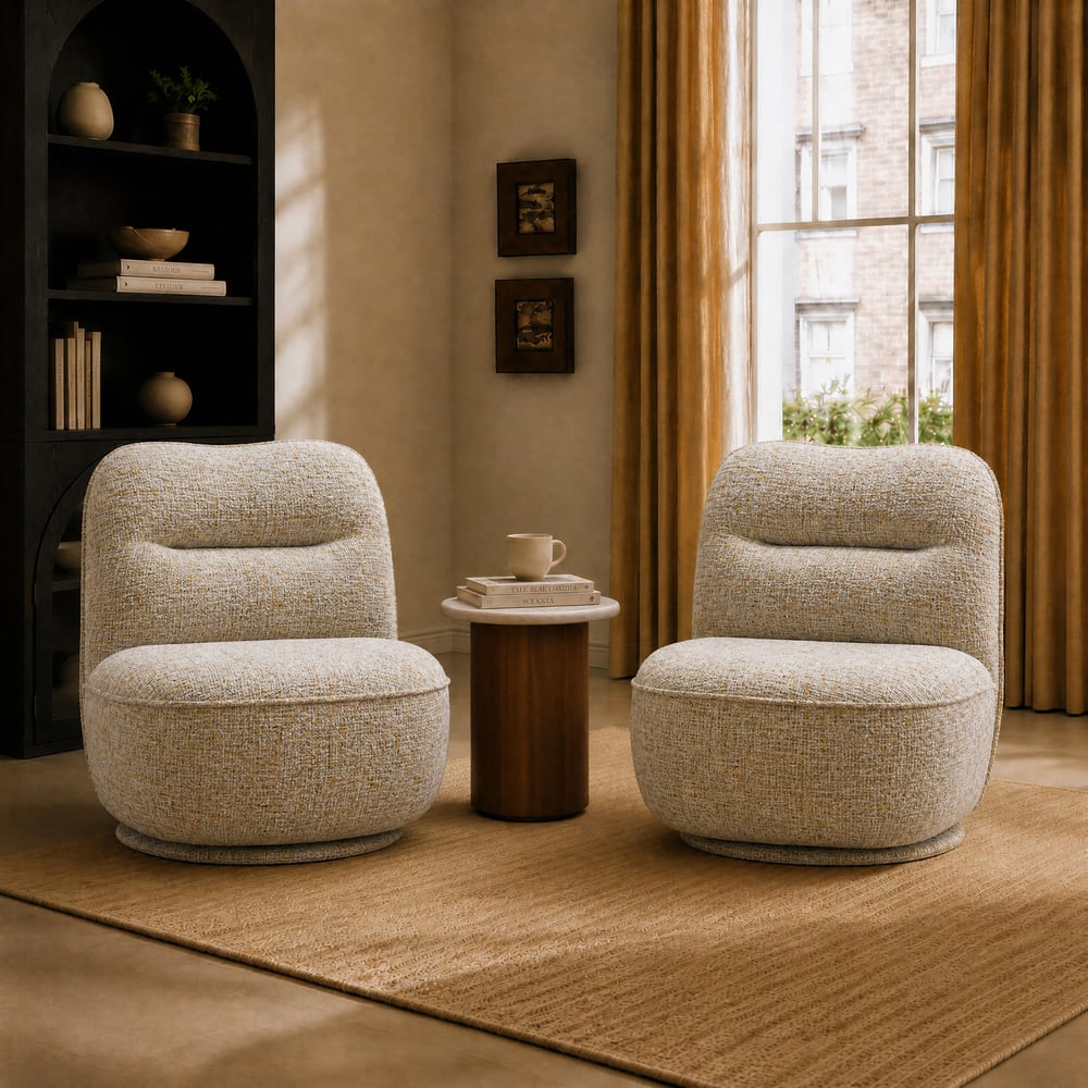 Performance Linen Swivel Slipper Accent Chair window image