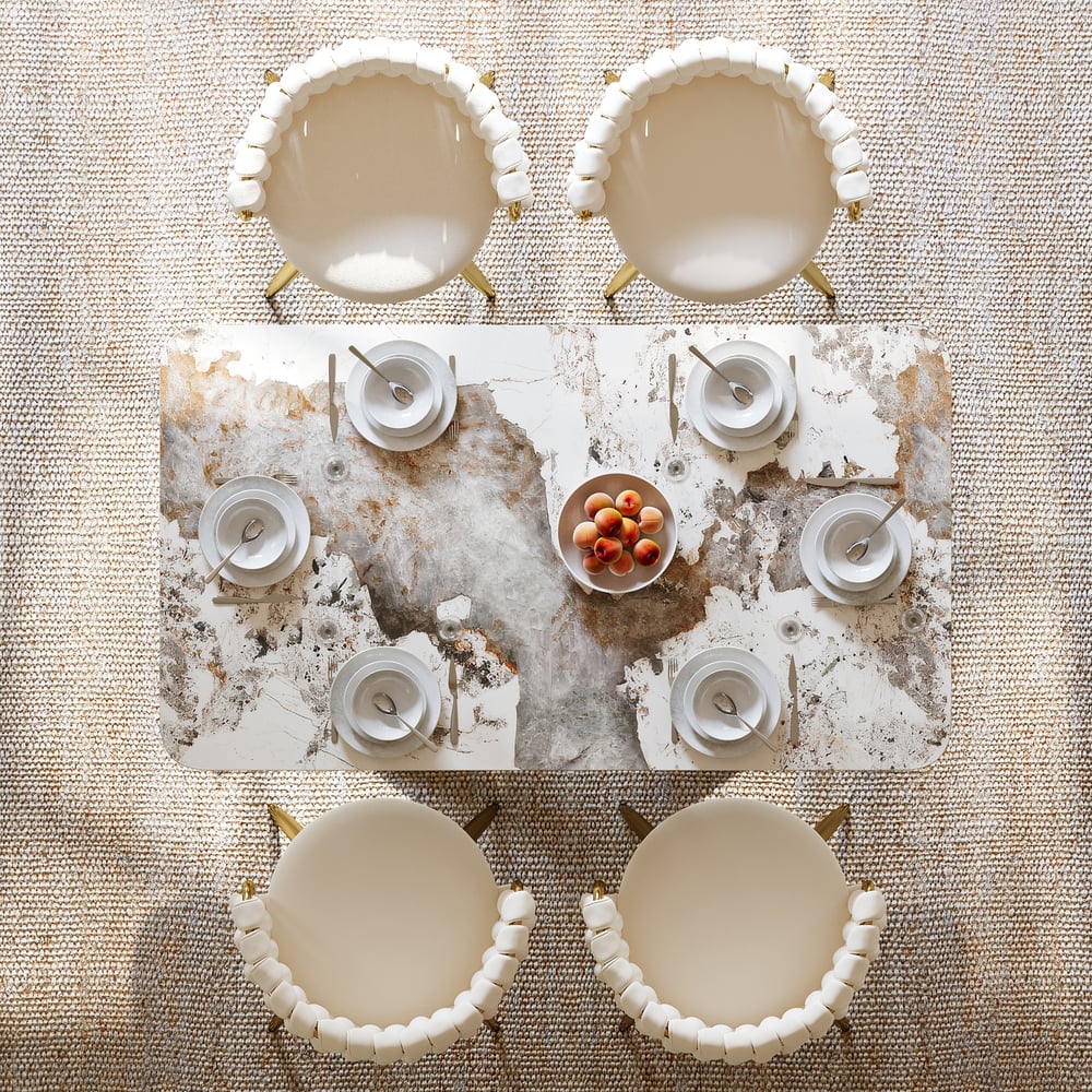Dining Set 63" Rectangle Glossy Pandora Sintered Stone Dining Table with 4 Chairs window image