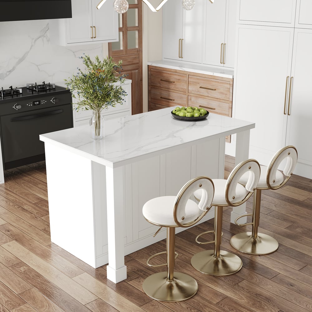 59" Modern White Sintered Stone Kitchen Island with Wine Storage window image