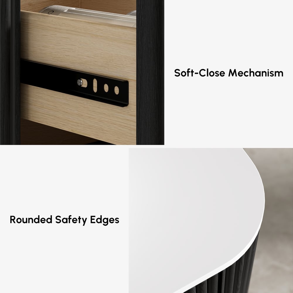 80cm Fluted Freestanding Bathroom Vanity with Vessel Sink, 3-Drawers, Sintered Stone top window image