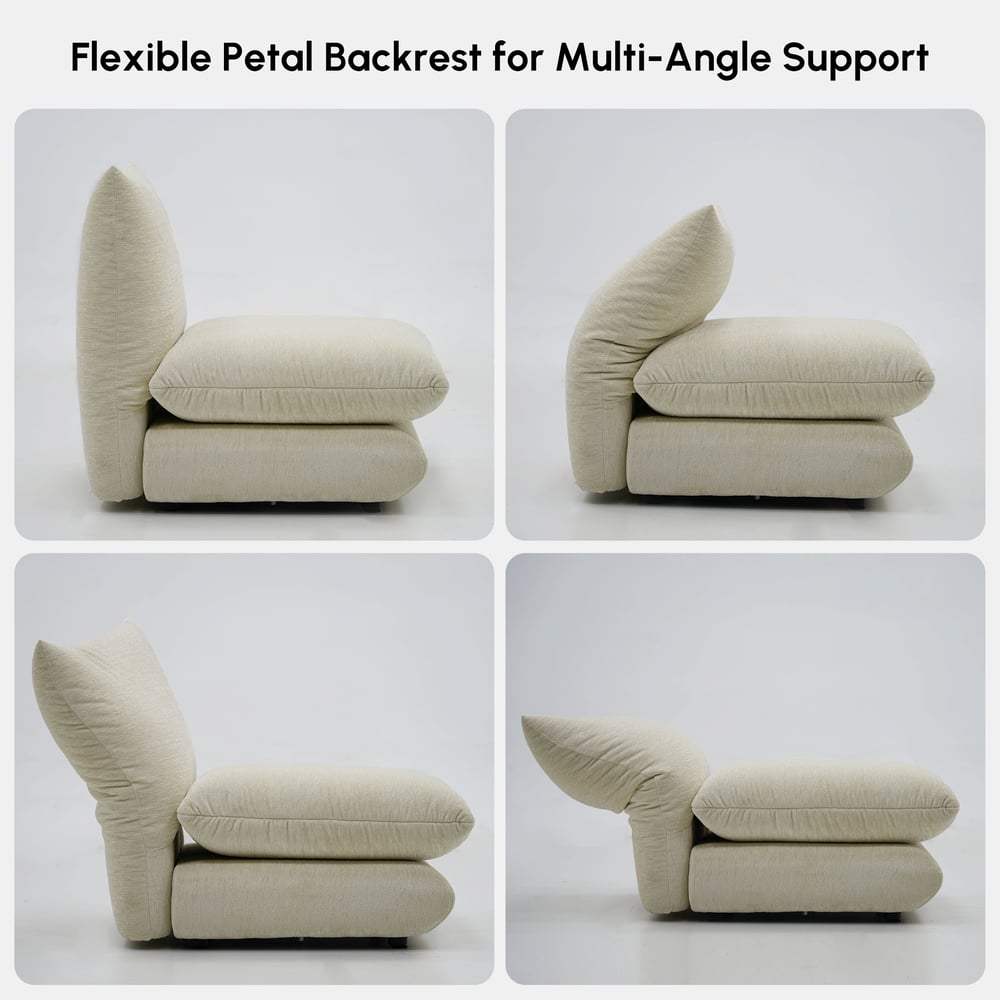 161" 4-Piece Chenille Sectional Sofa with Chaise and Adjustable Armrests & Backrest window image