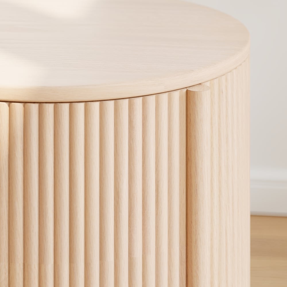 16" Engineered Wood Fluted Storage End Table window image