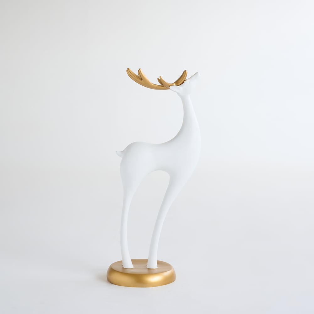 Lampadaire moderne en résine en forme de cerf avec télécommande – 76 cm de hauteur avec boule lumineuse image de fenêtre