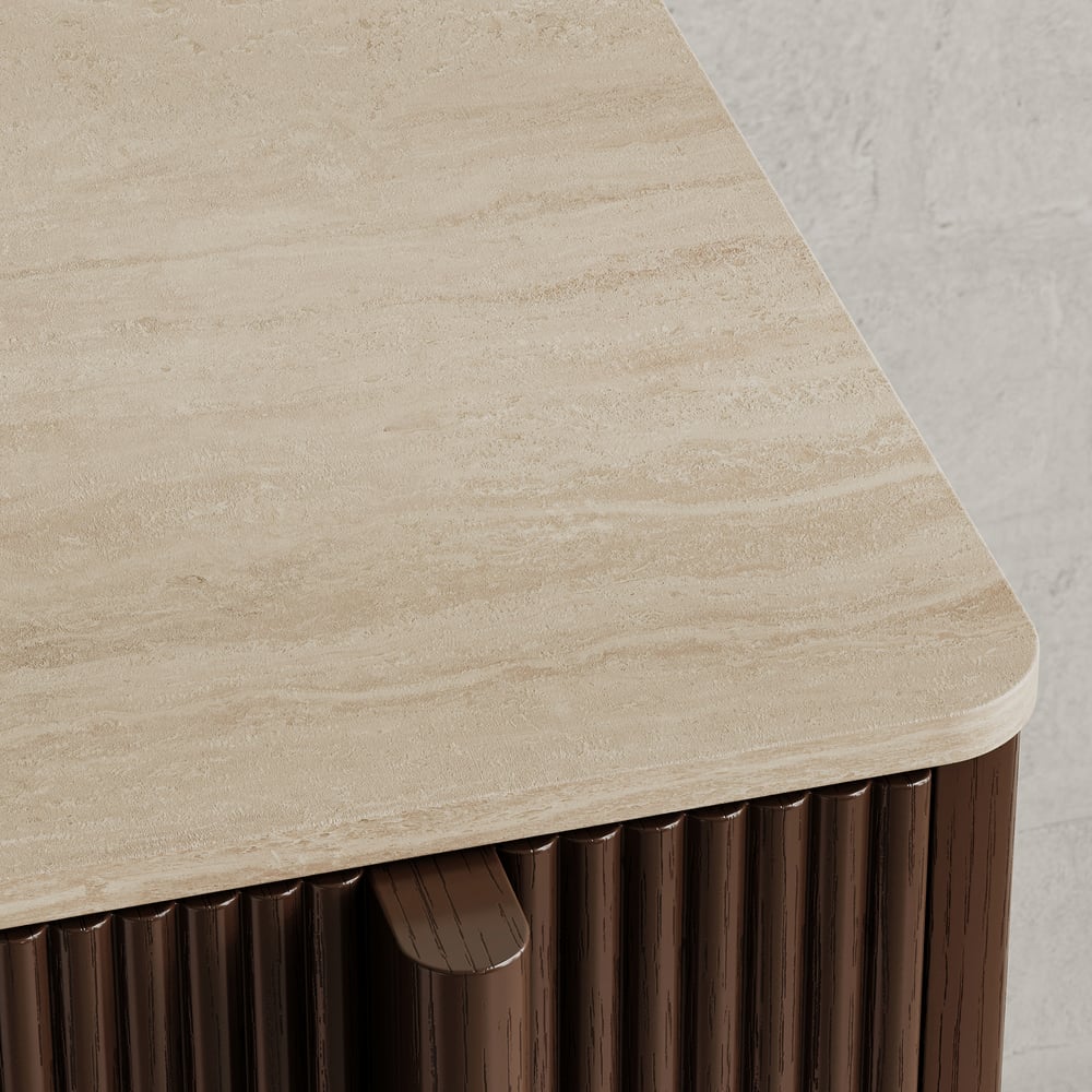 Lineva 24" 2-Drawer Nightstand with Faux Travertine Stone Top window image