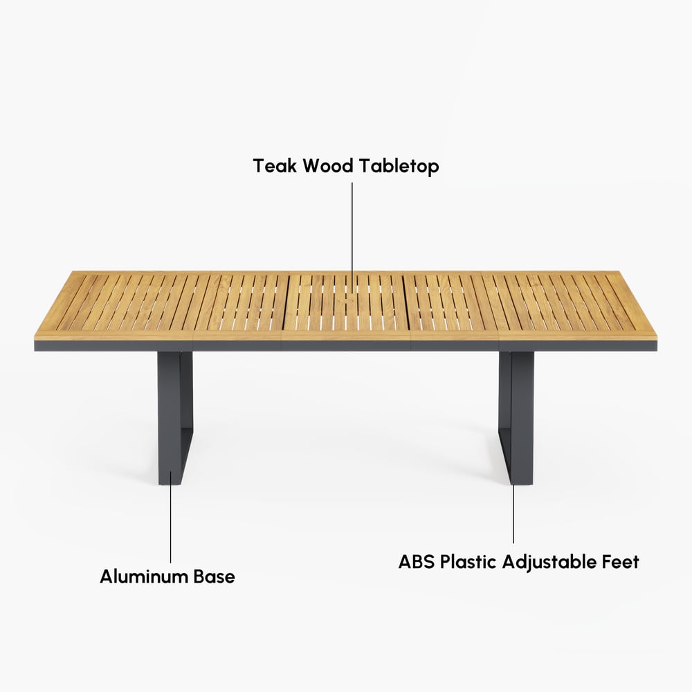 Tevara Outdoor Extendable Teak & Aluminium Dining Table window image