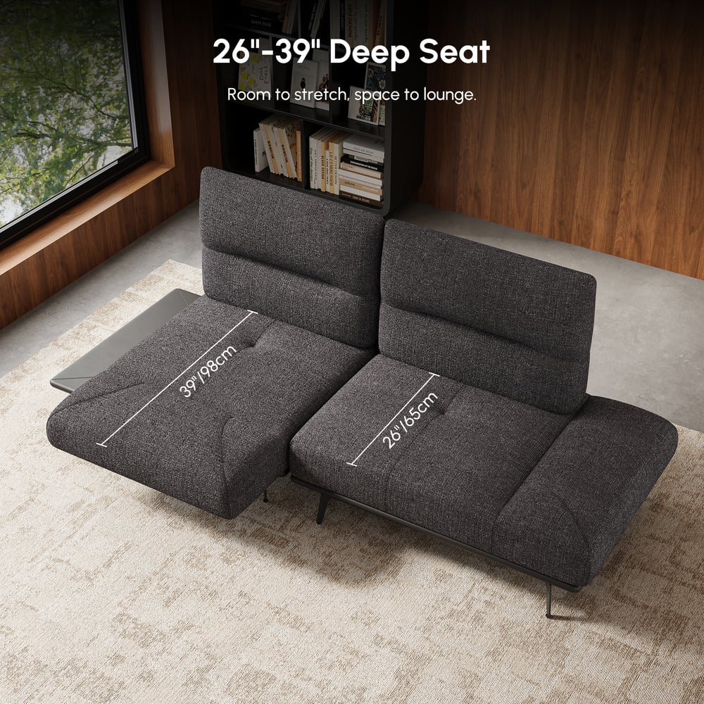 2-Piece Yarn-Dyed Fabric and Faux Leather Reclining Sectional Sofa window image