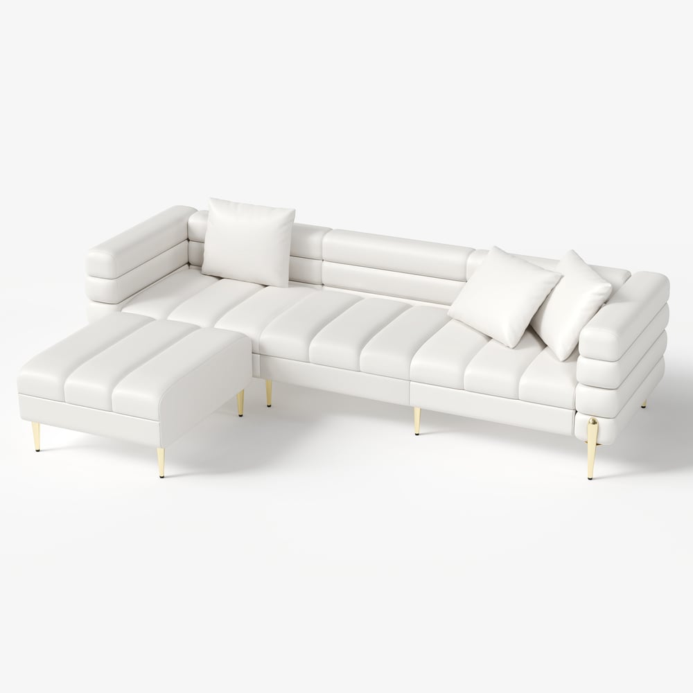 Axial 3-Piece Sofa Set of Chaise Sofa with Ottomans & Accent Chair window image