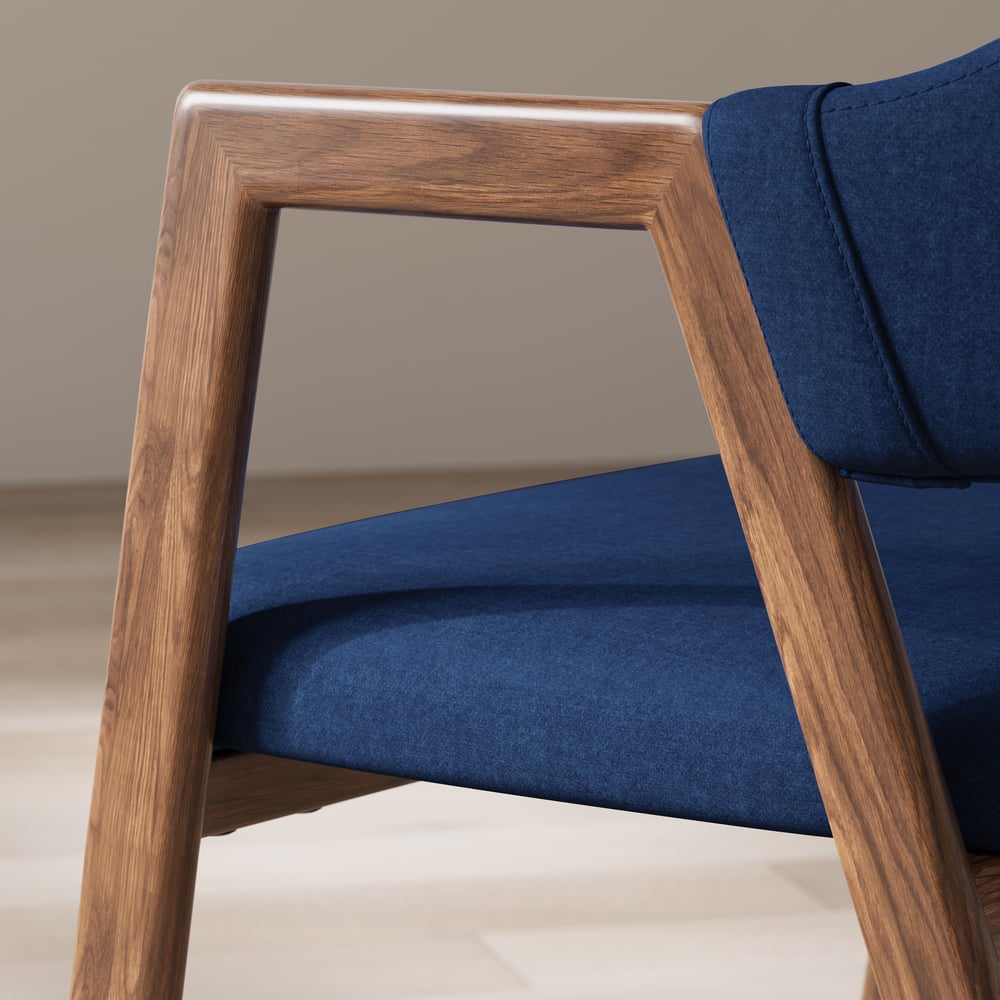 Modern Blue Linen Dining Chair with Upholstered, 2 Pieces window image