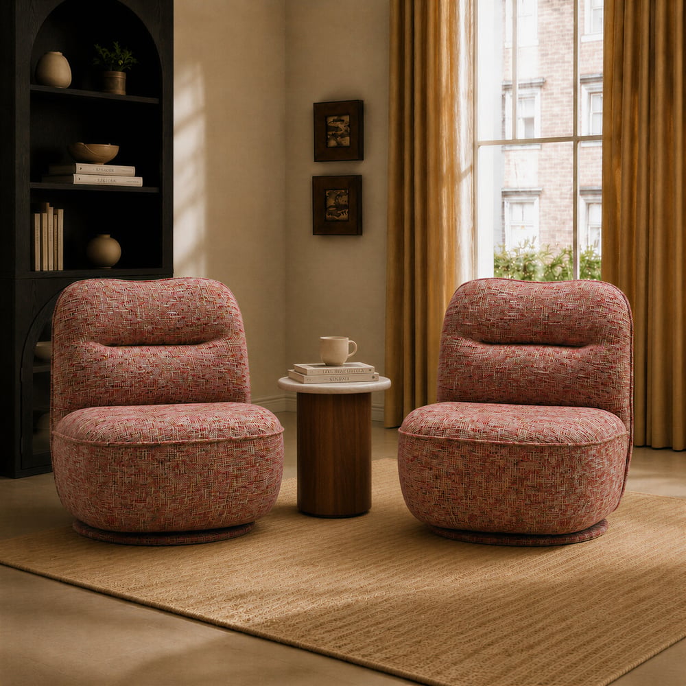 Performance Linen Swivel Slipper Accent Chair window image