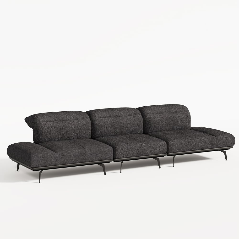 136" Yarn-Dyed Fabric and Faux Leather Reclining Sofa with Metal Legs window image