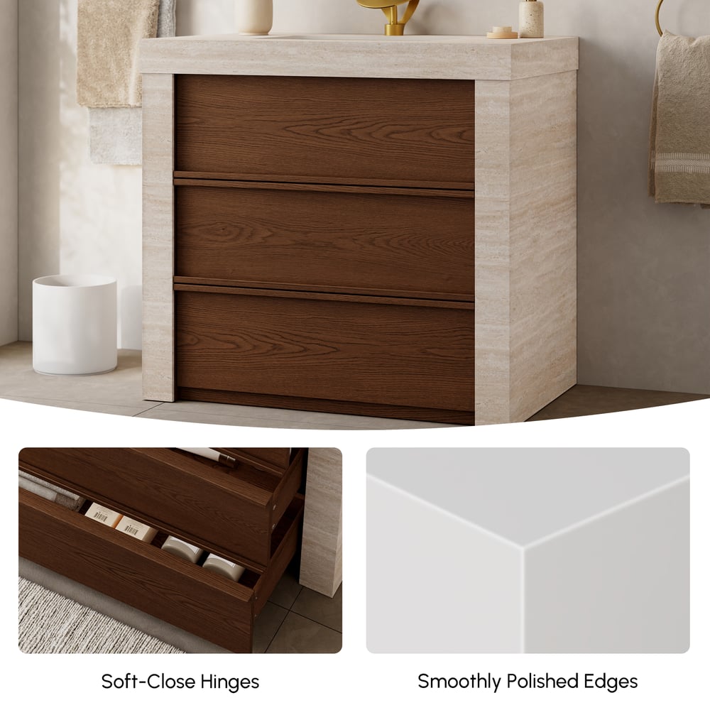 36" Single Bathroom Vanity with Ceramic Sink, Sintered Stone Top window image