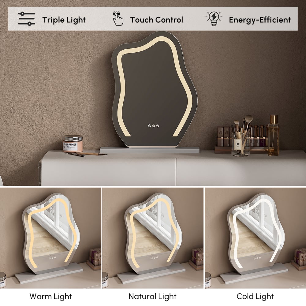 Humply White Extendable Leather Makeup Vanity Set with Mirror (48"- 83") window image