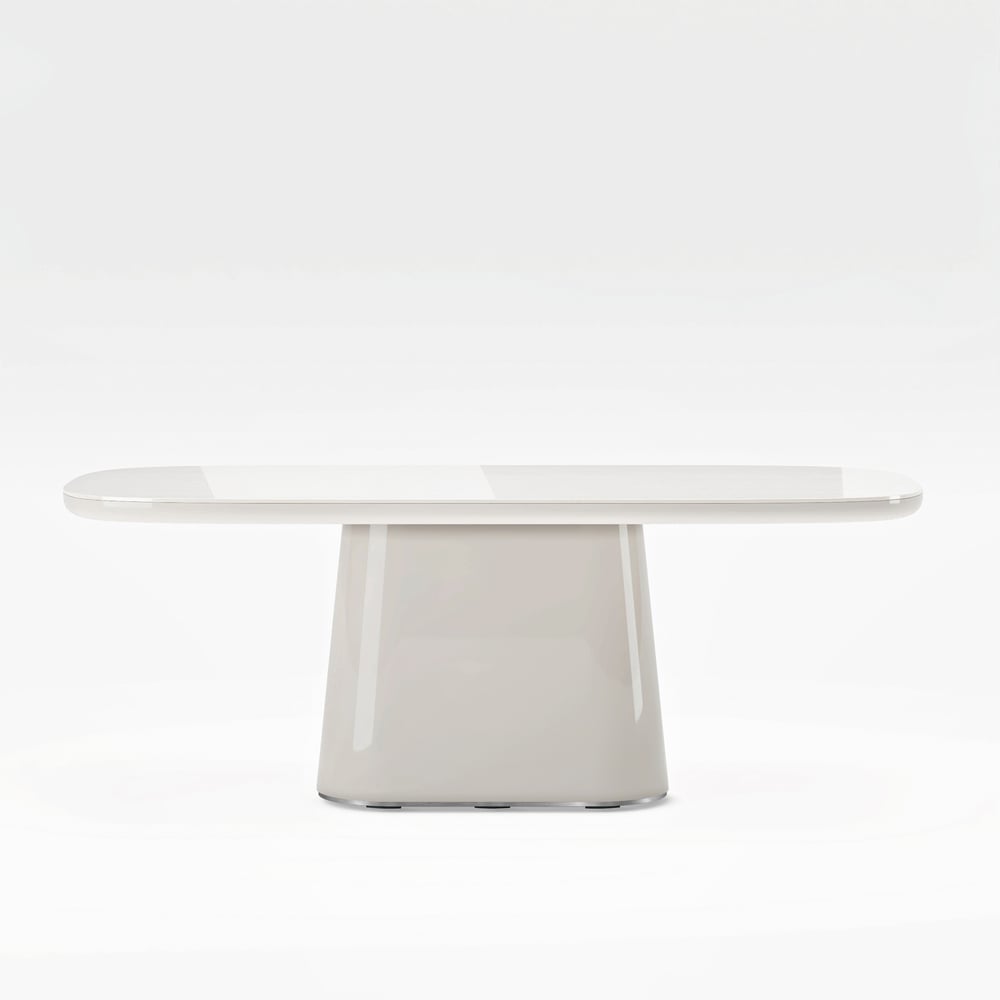 Modern 79" Oval Faux Travertine Sintered Stone Dining Table, Seats 6 window image