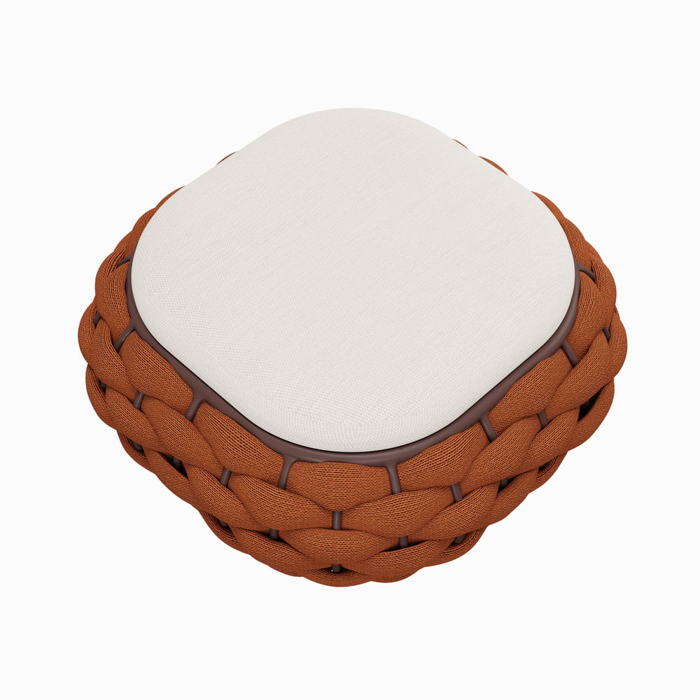 Cocaro Outdoor Hand-Woven Rope Footrest Storage Ottoman in Orange window image