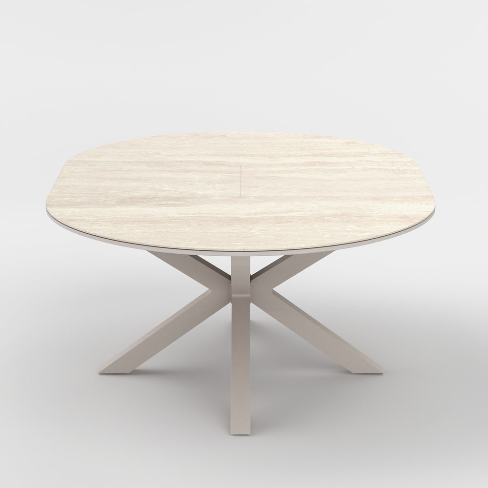 Outdoor Aluminum & Sintered Stone Extendable Dining Table in Sand window image