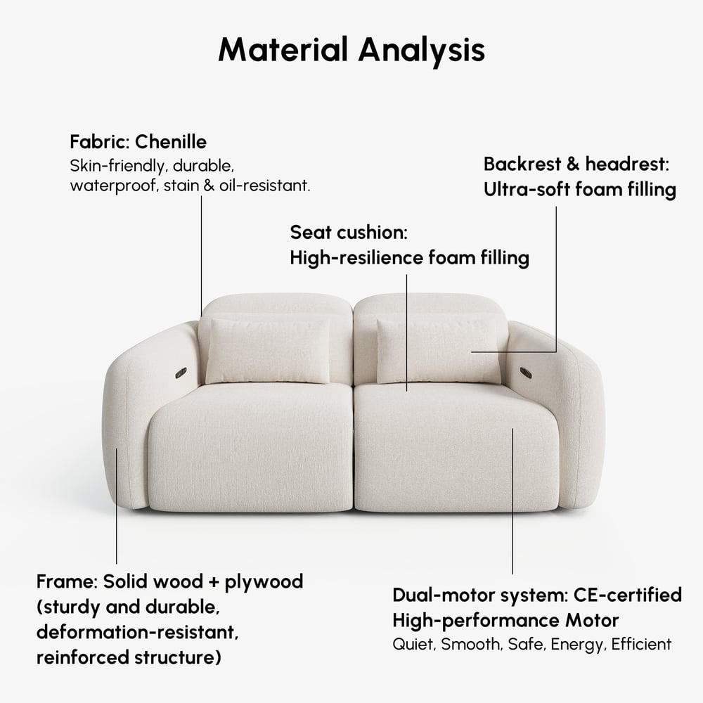 227cm 2-Seater Chenille Zero Gravity Power Reclining Sofa with Pillows window image