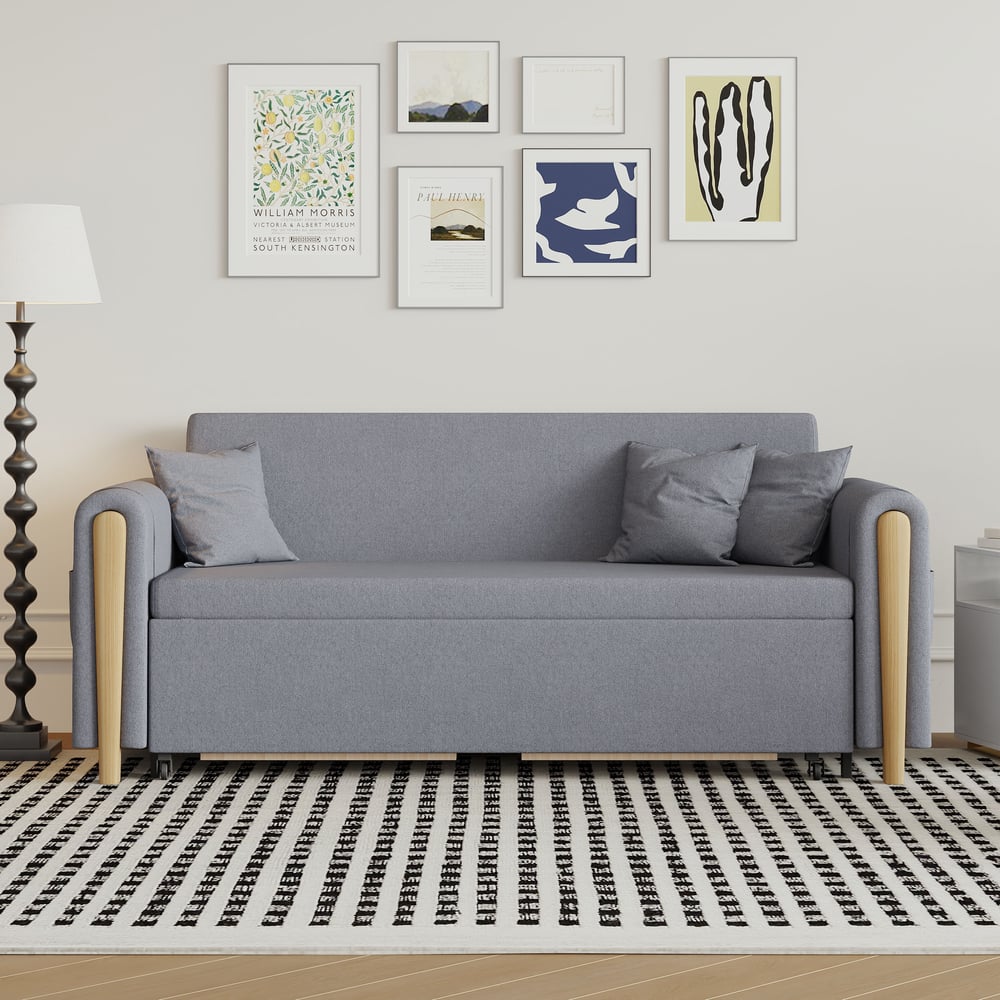 72" Full 2-Seater Linen Convertible Sleeper Sofa window image
