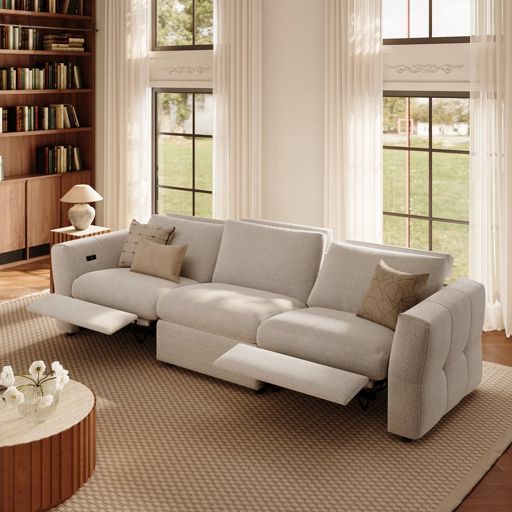 Glidio Chenille Power Reclining Sofa with Adjustable Headrests window image