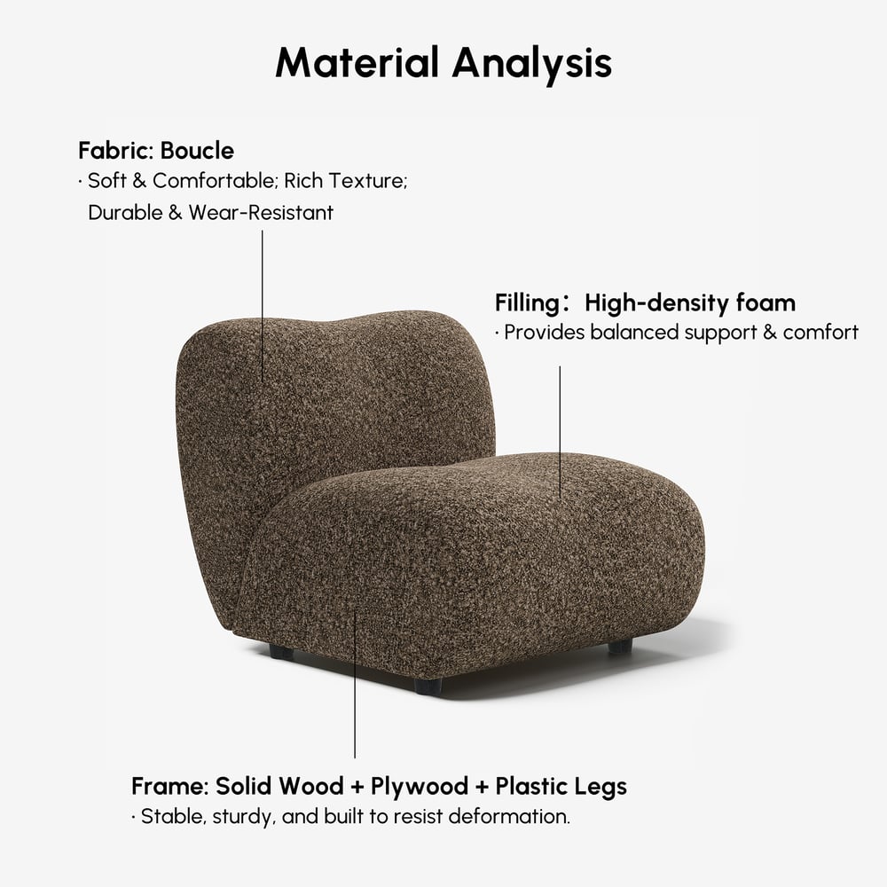 17" Performance Boucle Upholstered Curved Slipper Accent Chair window image