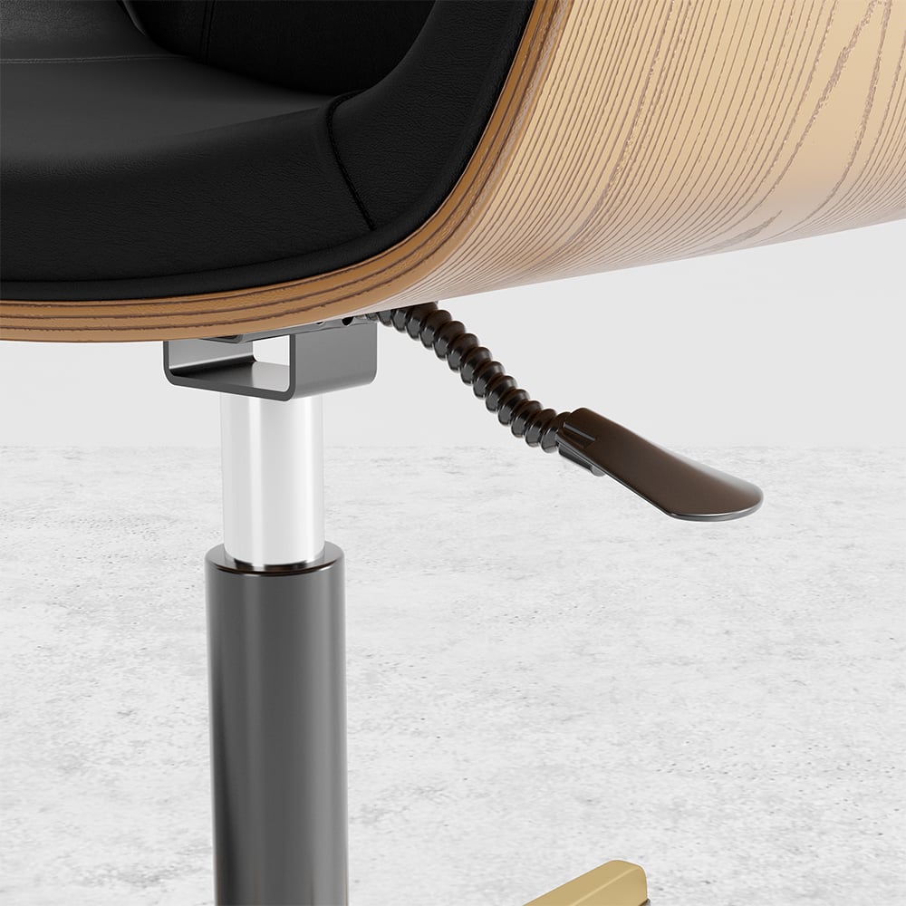Matte Black Curved Wooden Office Desk & Adjustable Swivel Executive Chair in Black window image