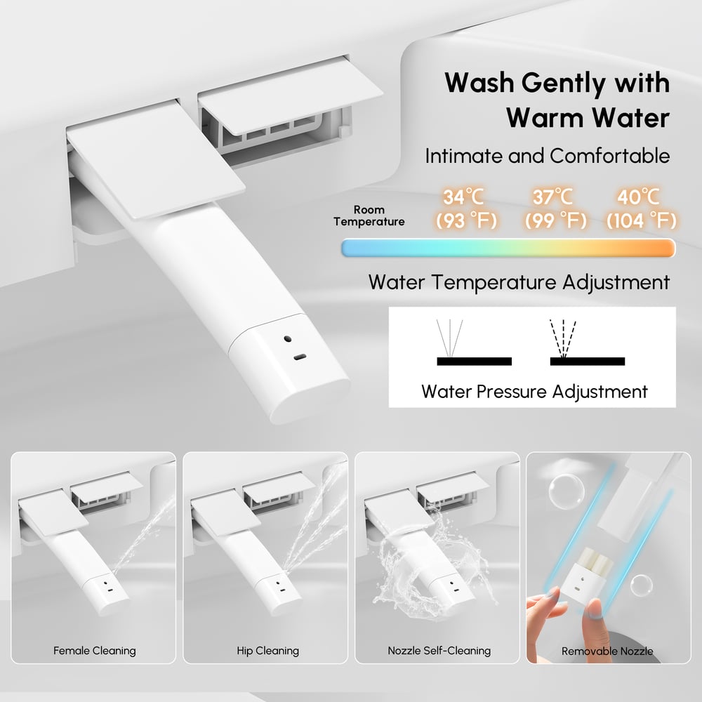 Smart Bidet Toilet with Built-in Tank, Foam Shield, ADA Seat Height, Auto-Open Lid window image