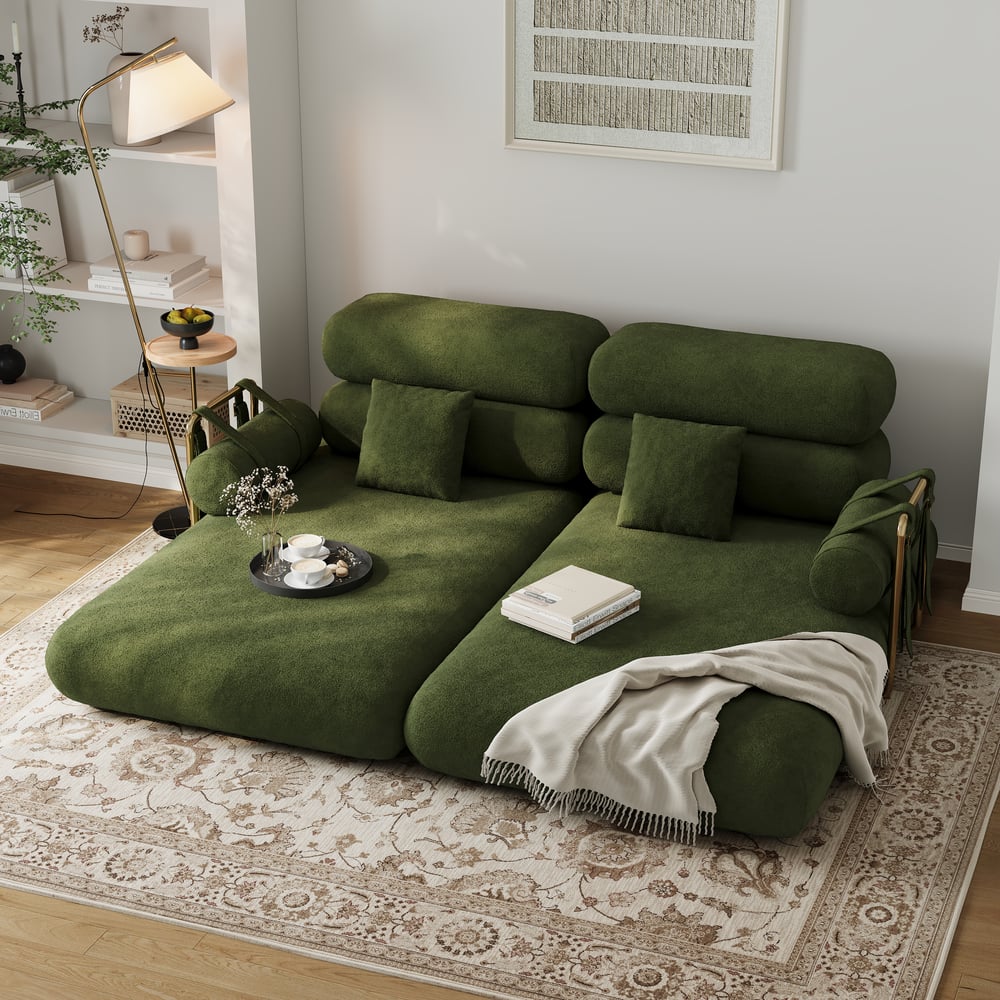 Canapé-lit convertible Humply 170 cm 2 places en velours chenille 4 en 1 image de fenêtre