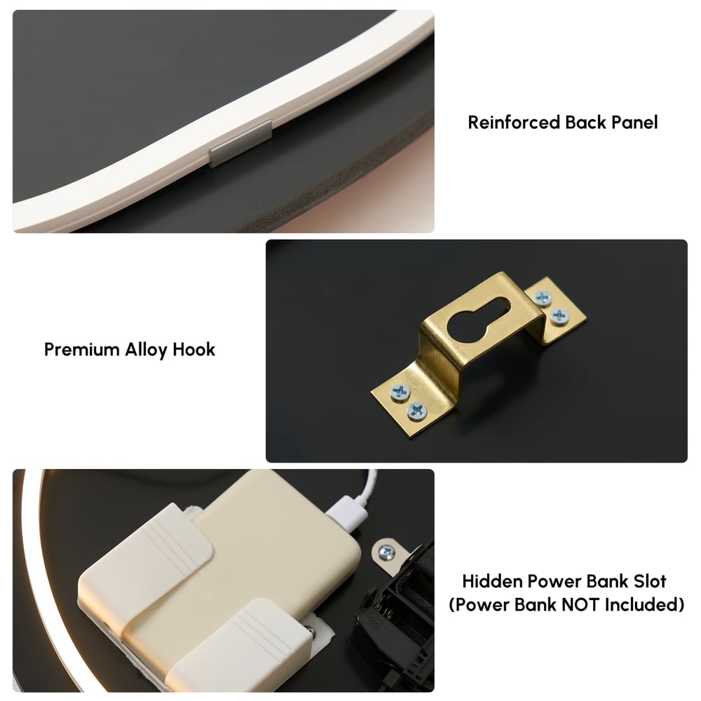 Horloge murale LED 60,96 cm (24 pouces) avec rétroéclairage dimmable, plusieurs modes d'éclairage et télécommande image de fenêtre