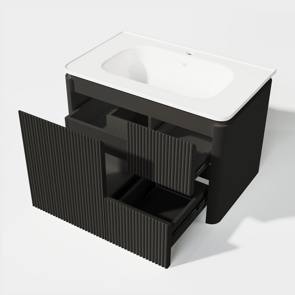 Modern 31.5" Floating Bathroom Vanity with Sink, Soft LED, Ample Storage window image