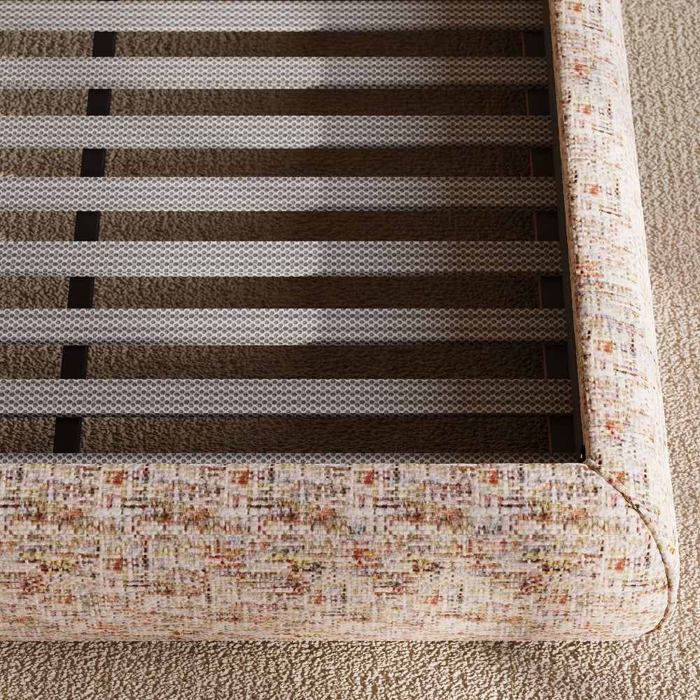 Modern King Size Chenille Upholstered Cloud Bed window image