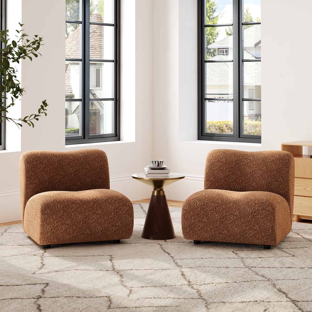 17" Boucle Upholstered Curved Slipper Accent Chair window image