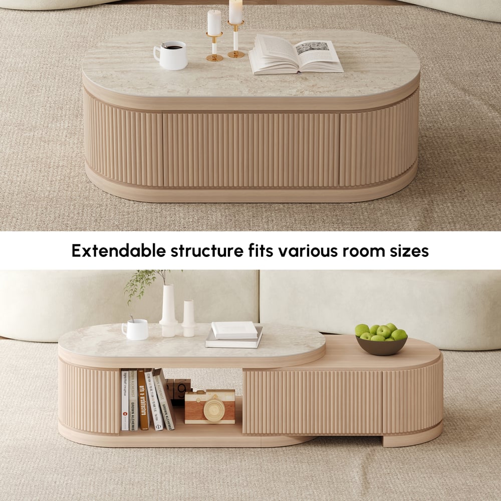 Velar 47"-67" Extendable Coffee Table with Sintered Stone Top and Storage window image