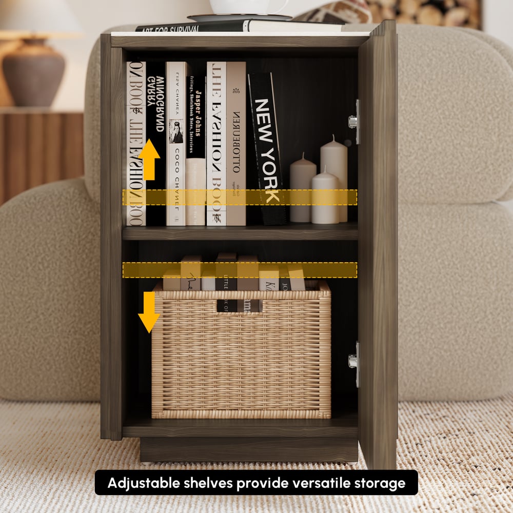 Aura Ash Wood Fluted Side Table with Sintered Stone Top window image