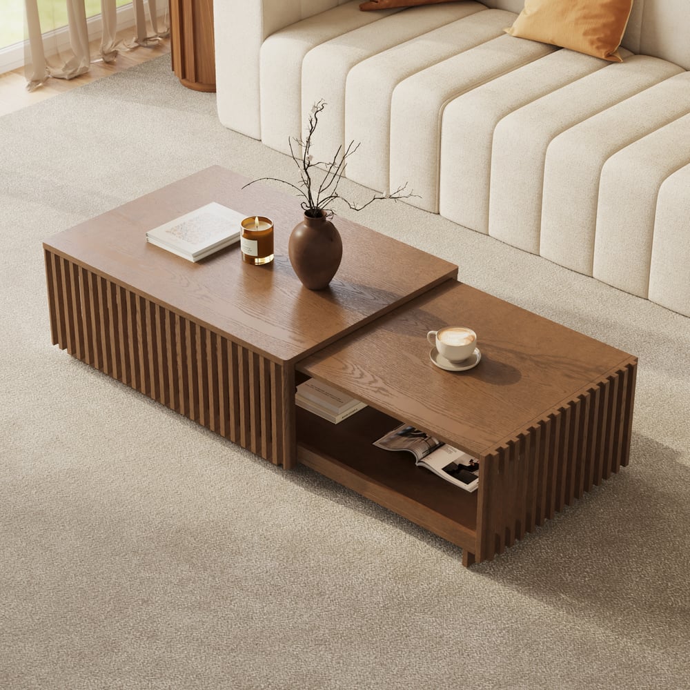 33"-55" Extendable Walnut Coffee Table with Storage window image