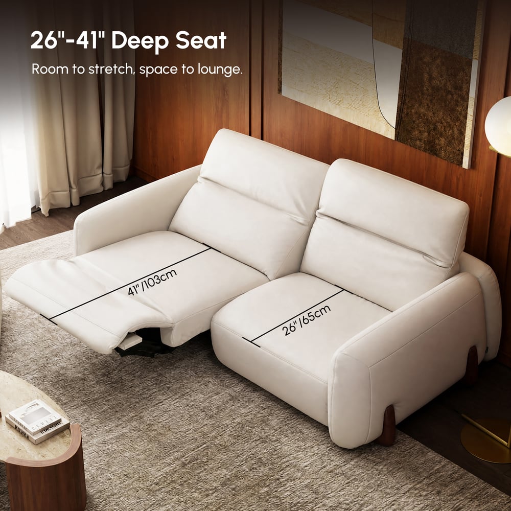 85" Genuine Leather Power Reclining Sofa with Adjustable Headrest window image
