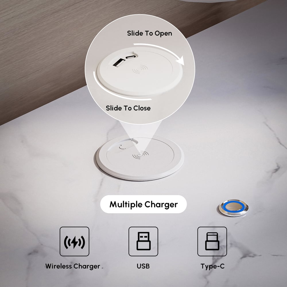 Humply Leather 3-Drawer Smart LED Nightstand window image