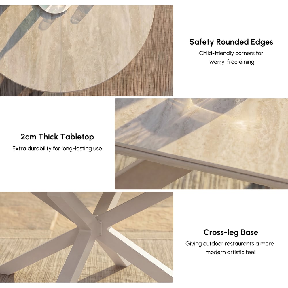 Outdoor Aluminum & Sintered Stone Extendable Dining Table in Sand window image