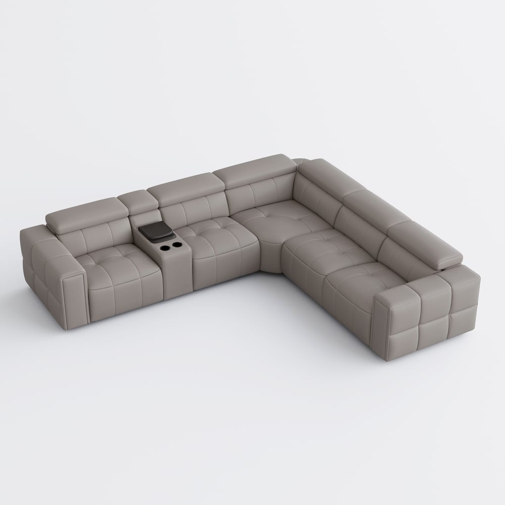 Genuine Leather Built-In Cooler Power Reclining Sofa window image