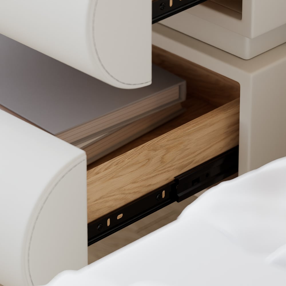 Comodino Smart Flottante in Pelle Humply con 2 Cassetti Immagine della finestra