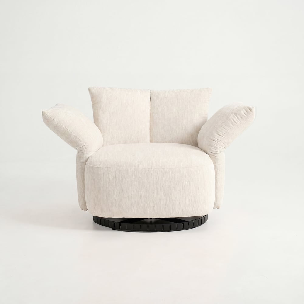 Performance Chenille Swivel Accent Chair with Adjustable Armrest window image