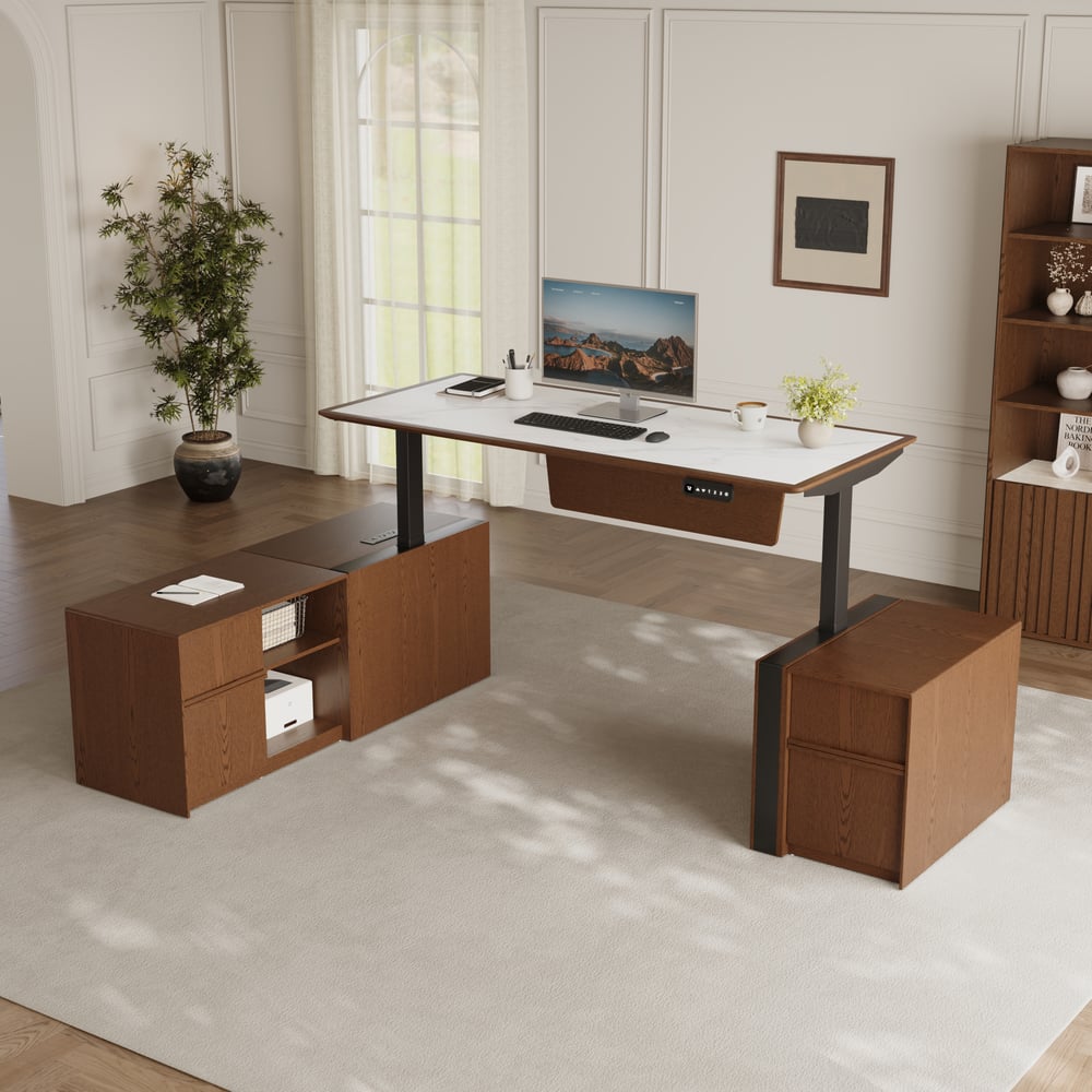 Modern 71" Modular Executive Standing Desk with Storage, Power Access & Memory Control window image