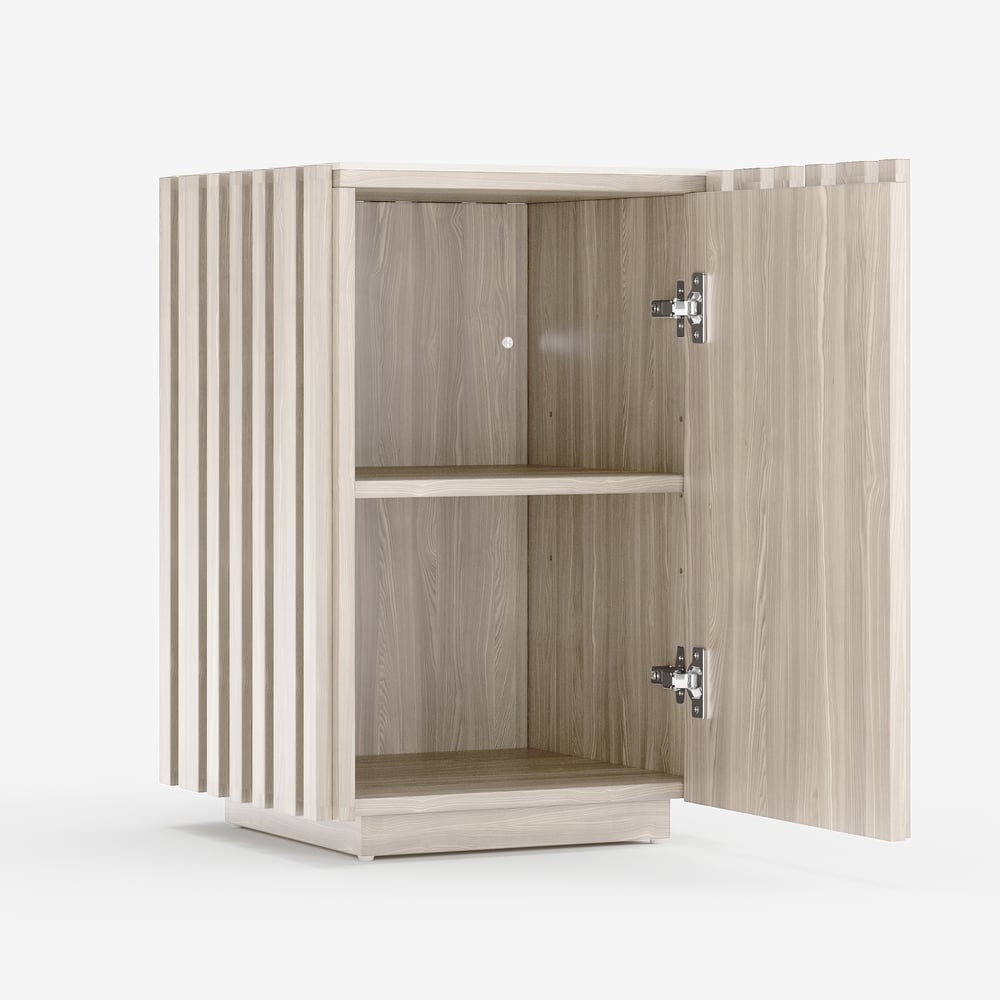Aura Ash Wood Fluted Washwhite Side Table with Sintered Stone Top window image