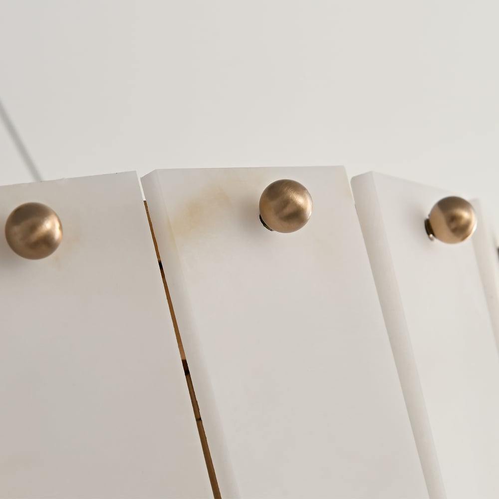 12-Light Linear Chandelier Alabaster-Look 2-Tier Dining Chandelier 40" window image