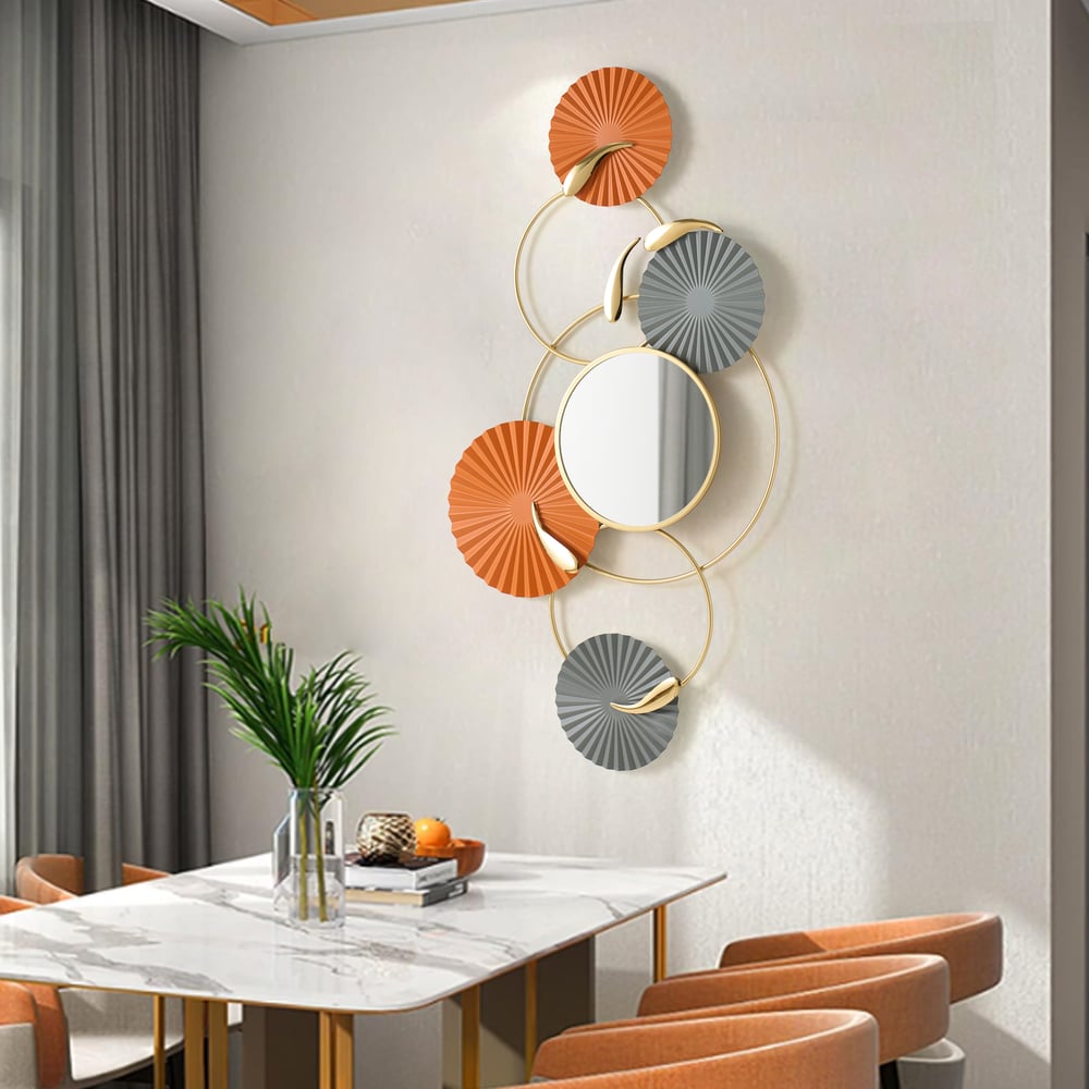 46" Modern Wall Mirror – Geometric Iron Art Decorative Mirror window image