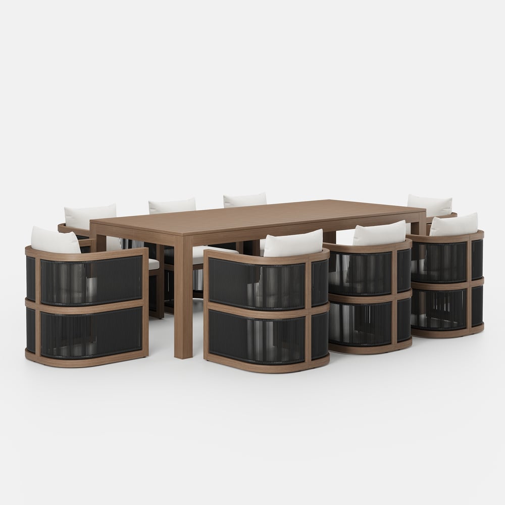 Wevara 9-Piece Outdoor Rope Weave Dining Set with 8 Chairs window image